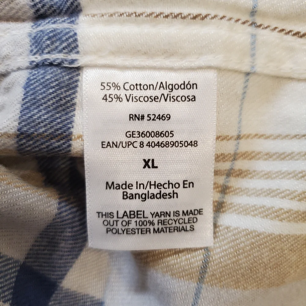 George Men's Long Sleeve Plaid Flannel Shirt Size XLarge